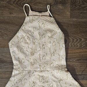 City Studio Cream and Gold Dress